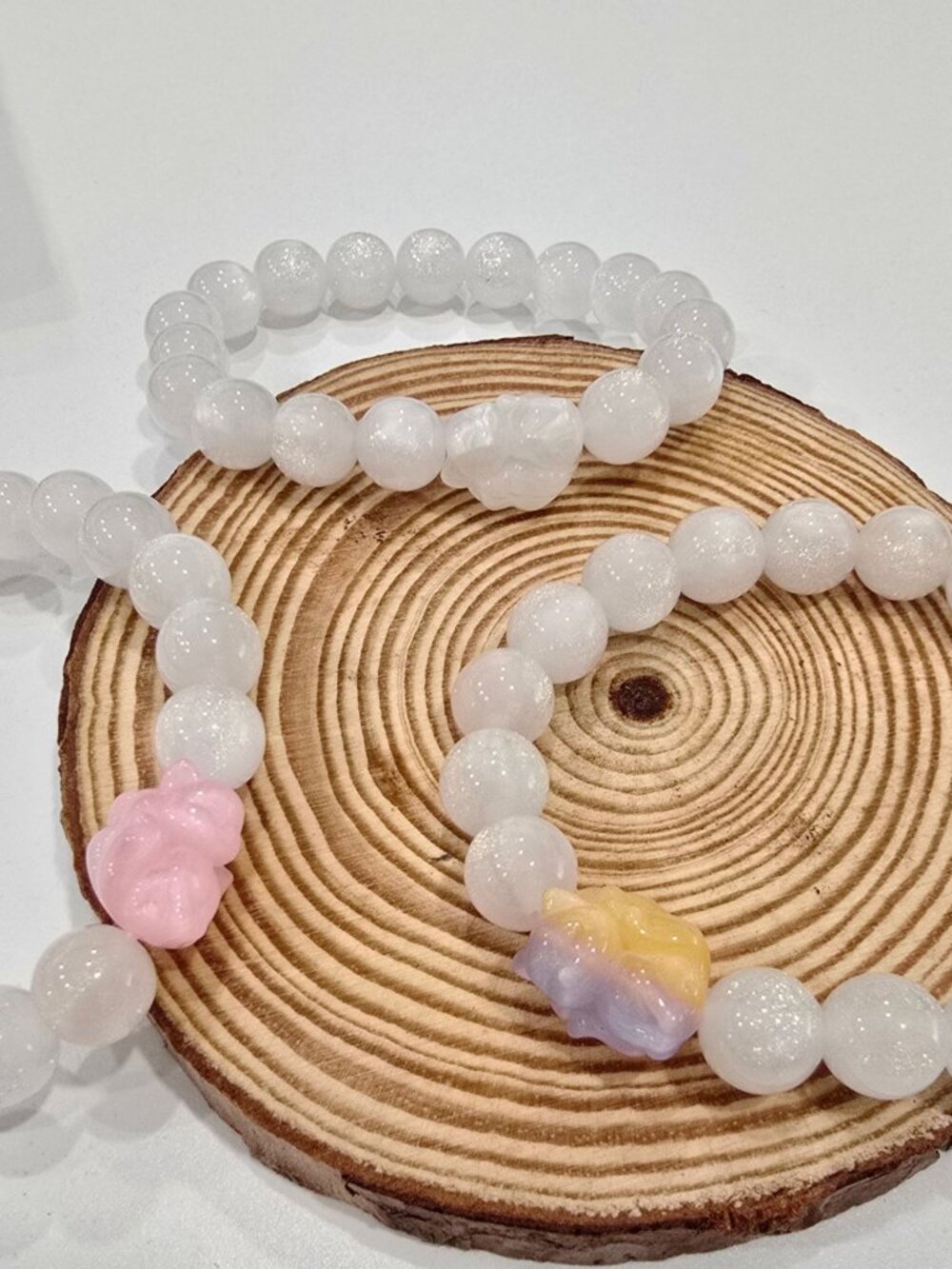Handmade ✦ UV Reactive Color‑Changing Bracelet ✦ Nine‑Tail Fox Accent 10mm NWT - Picture 5 of 16